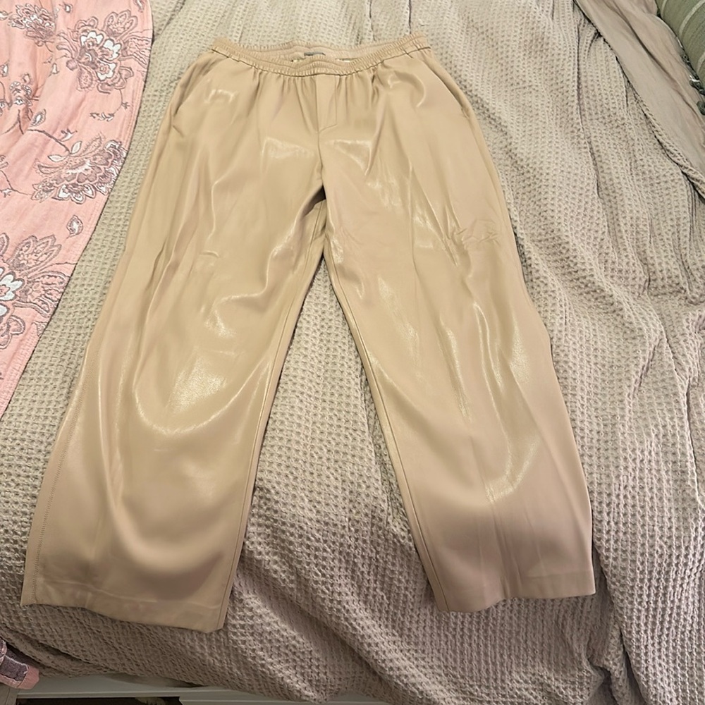 Elie Tahari- Cream Faux Leather Trouser - L